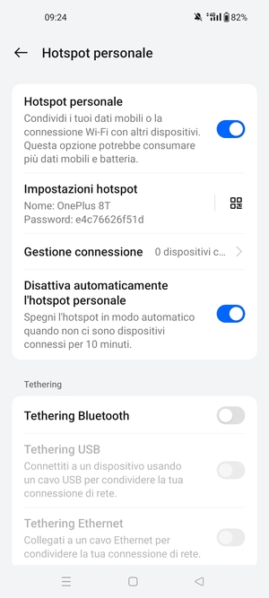 Il telefono è ora pronto per essere usato come modem