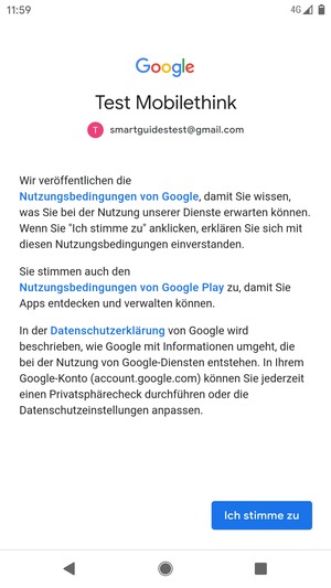 Wählen Sie Ich stimme zu