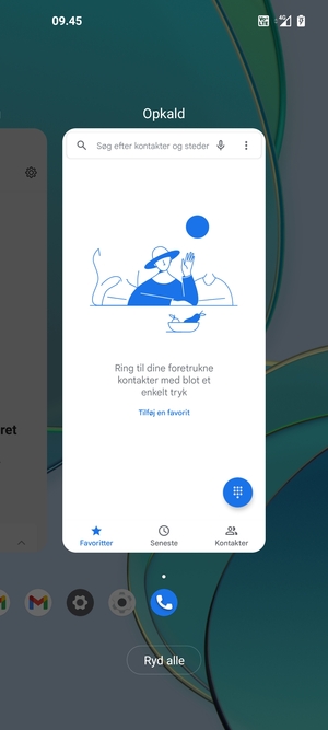Vælg Ryd alle for at lukke alle åbne apps