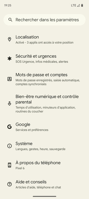 Faites défiler et sélectionnez Système