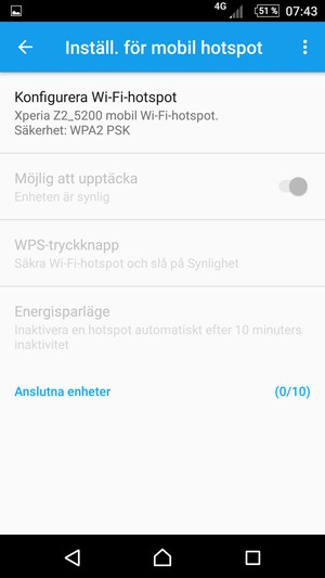 Välj Konfigurera Wi-Fi-hotspot
