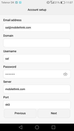 Enter Exchange server address and select Next