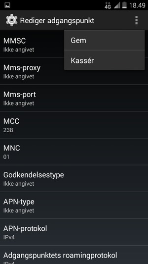 Vælg Menu-knappen og vælg Gem