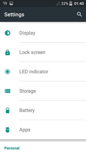 Scroll to and select Battery