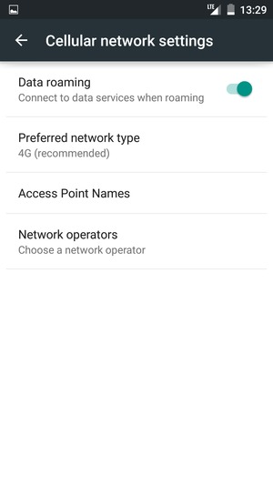 Turn Data roaming on or off
