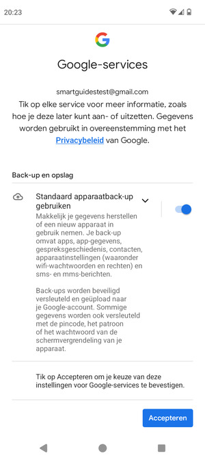Selecteer Accepteren