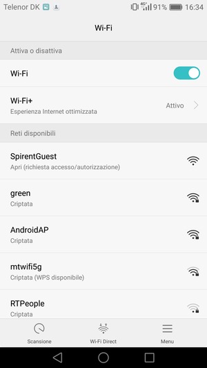 Seleziona la rete wireless a cui desideri connetterti