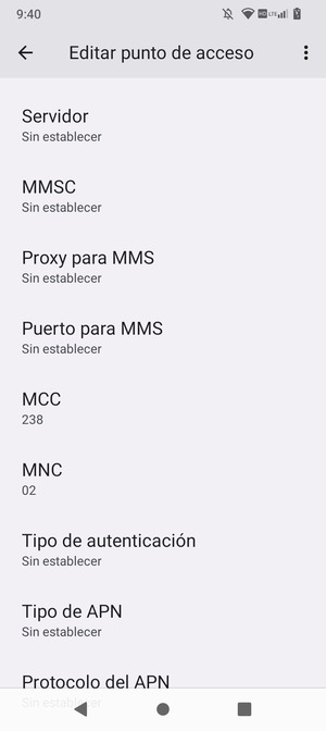 Desplácese hacia abajo e introduzca la información MMS