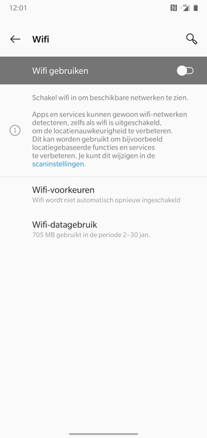 Schakel Wifi gebruiken in