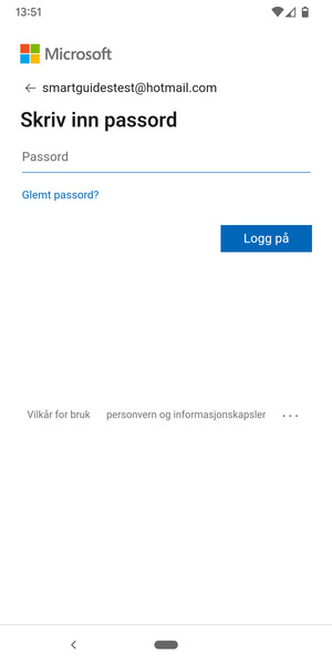Skriv inn passord og velg Logg på