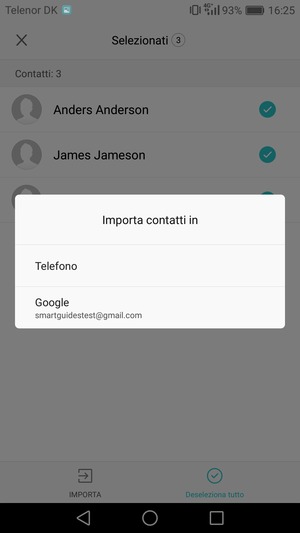 Seleziona il tuo account Google