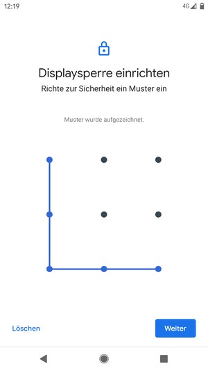 Zeichnen Sie ein Entsperrmuster und wählen Sie Weiter