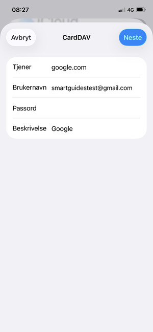Skriv inn din Google-informasjon og velg Neste
