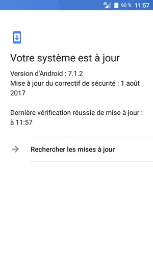 Si votre téléphone est à jour, vous verrez l'écran suivant