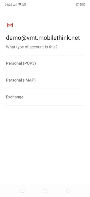 Select Personal (POP3) or Personal (IMAP)