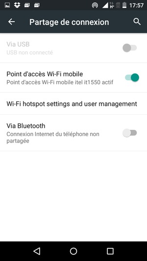 Votre téléphone est maintenant configuré pour être utilisé comme modem