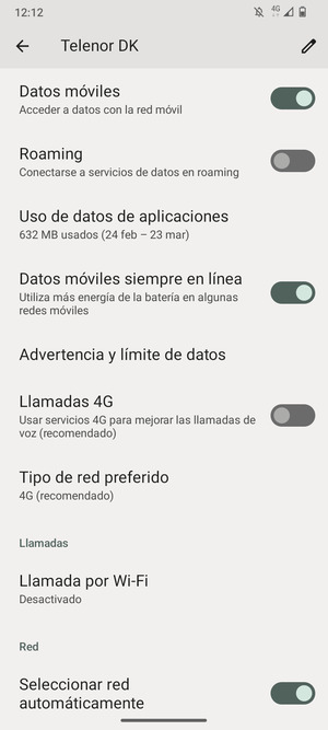 Para cambiar la red en caso de problemas de conectividad, desactive Seleccionar red automáticamente