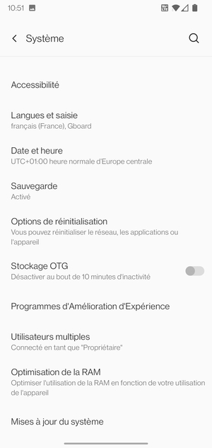 Sélectionnez Mises à jour du système