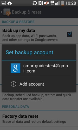 Select your backup account