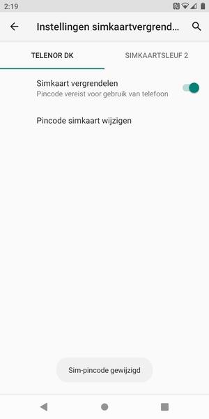 Uw sim-pincode is gewijzigd