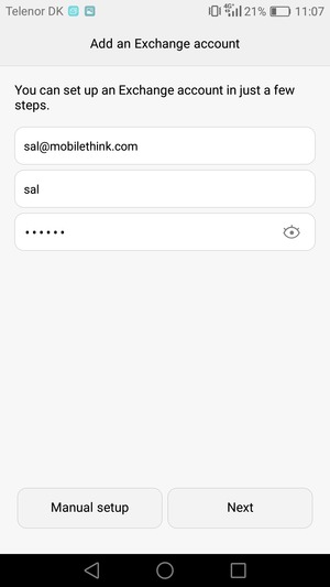 Enter your Email address, Username and Password. Select Next