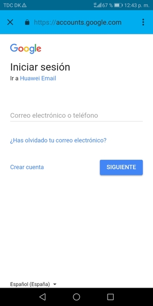 Introduzca su dirección de Gmail y seleccione SIGUIENTE