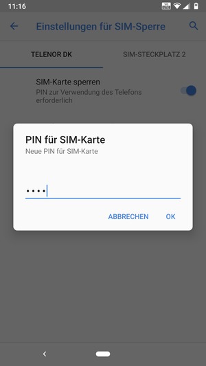 Geben Sie Ihre Neue PIN der SIM-Karte ein und wählen Sie OK