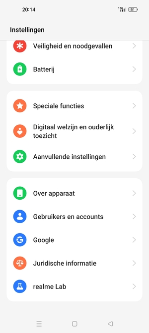 Scroll naar en selecteer Over apparaat