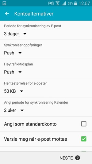 Velg NESTE