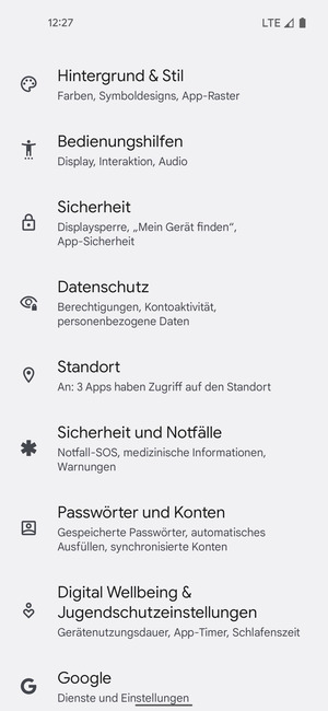 Scrollen Sie und wählen Sie Standort