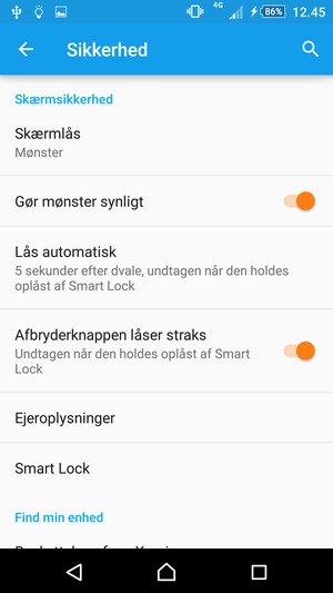 Vælg Skærmlås