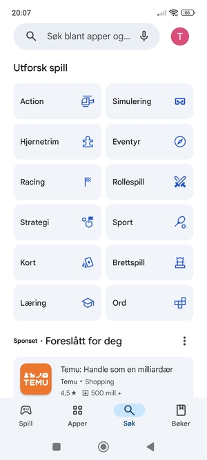 Velg søkefelt