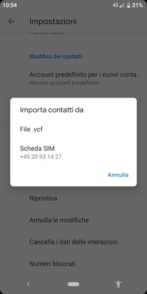 Seleziona Scheda SIM