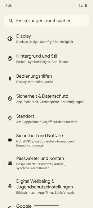 Scrollen Sie und wählen Sie Standort