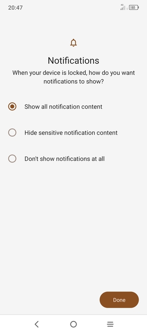 Select your preferred option and select Done