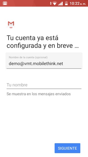 Déle a su cuenta un nombre y escriba su nombre. Seleccione SIGUIENTE