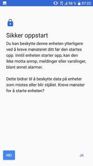 Velg ønsket alternativ