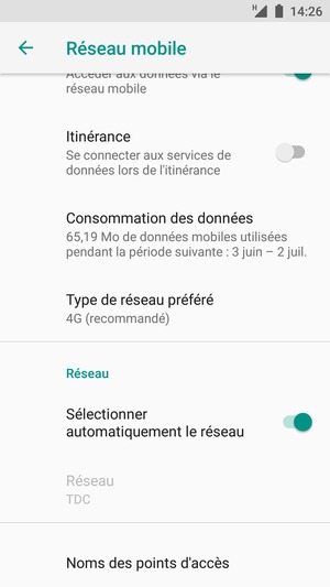 Faites défiler et sélectionnez Noms des points d'accès