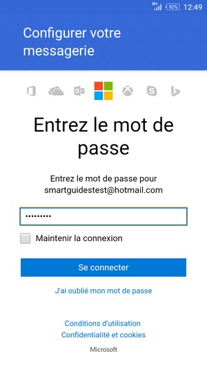 Saisissez votre mot de passe et sélectionnez Se connecter