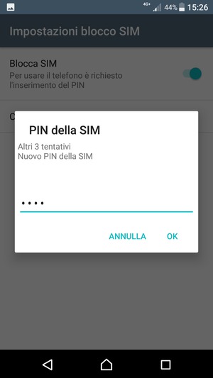 Inserisci Nuovo PIN della SIM e seleziona OK