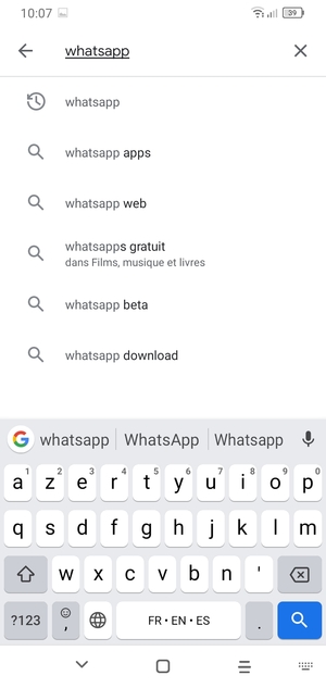 Saisissez le nom de l'appli et sélectionnez Rechercher