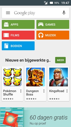 Selecteer de zoekbalk