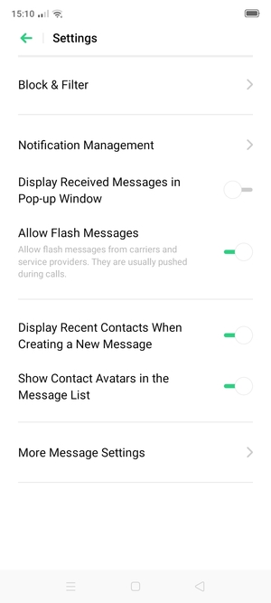 Select More Message Settings