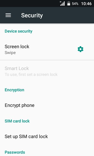 Select Screen lock