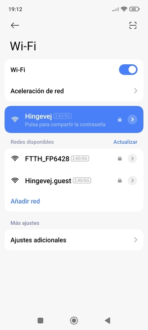 Ahora está conectado a la red Wi-Fi