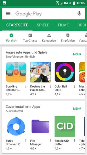 Wählen Sie die Suchleiste