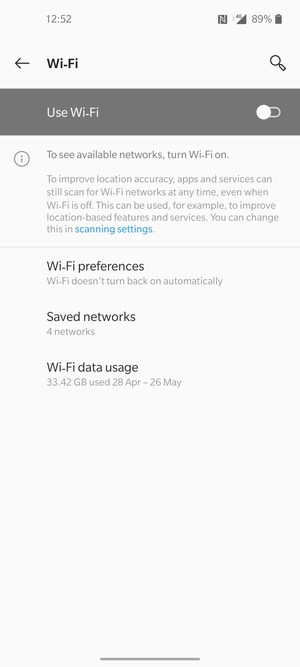 Turn on Use Wi-Fi