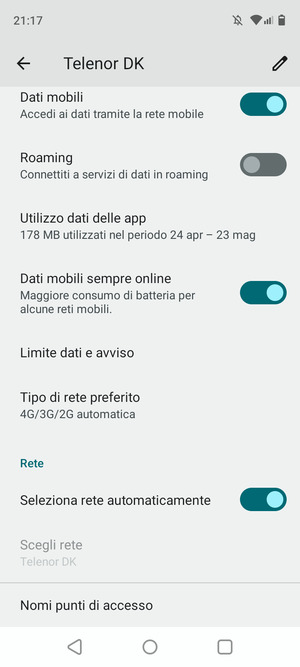 Scorri e seleziona Nomi  punti di accesso