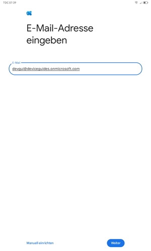 Geben Sie Ihre E-Mail-Adresse ein und wählen Sie Manuell einrichten