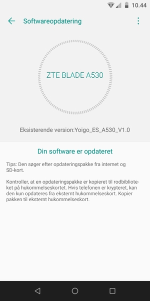Hvis din telefon er opdateret, vil du se følgende skærmbillede